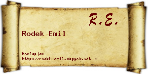 Rodek Emil névjegykártya